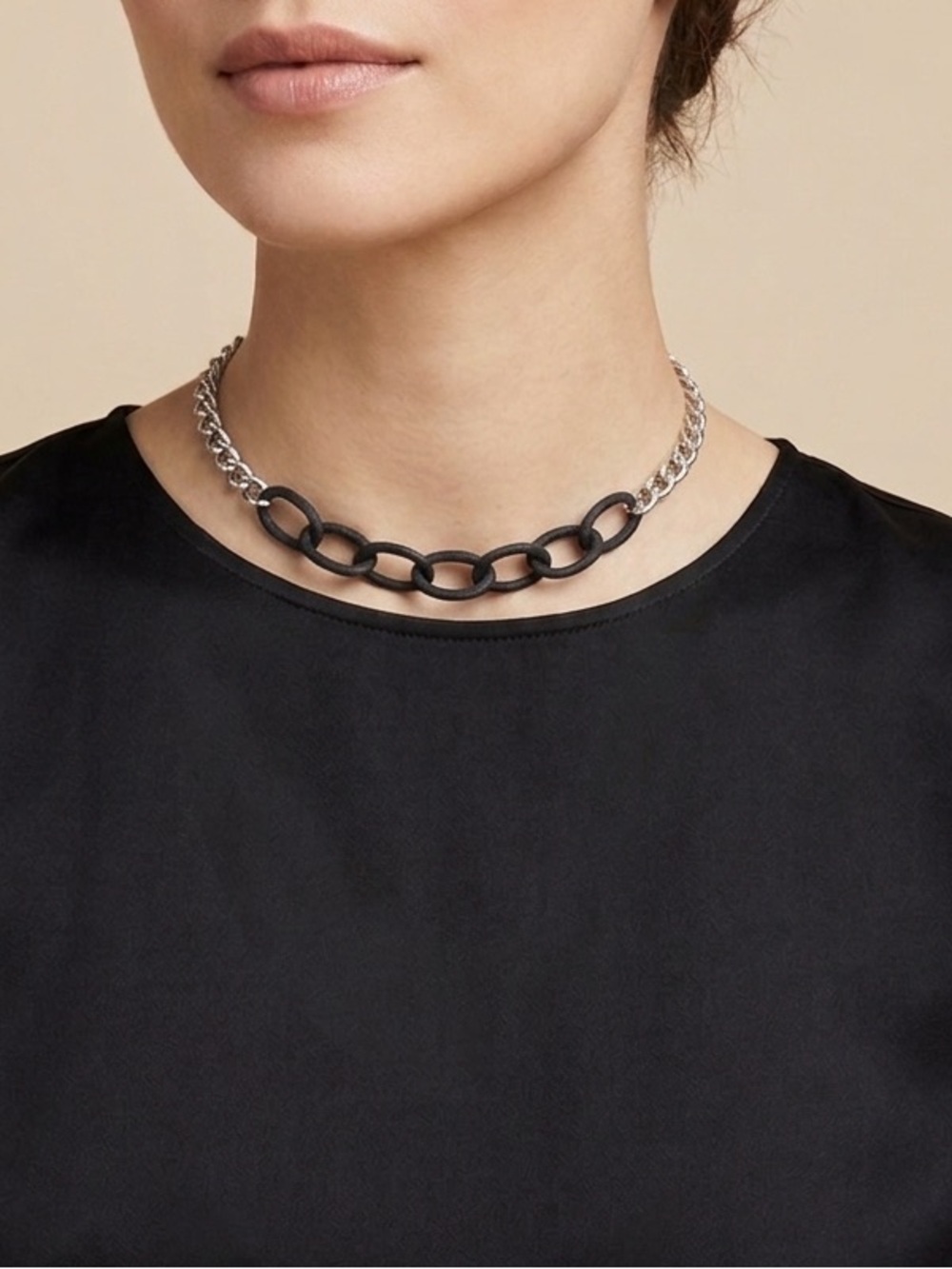 Wenger Black and Silver Chain Necklace